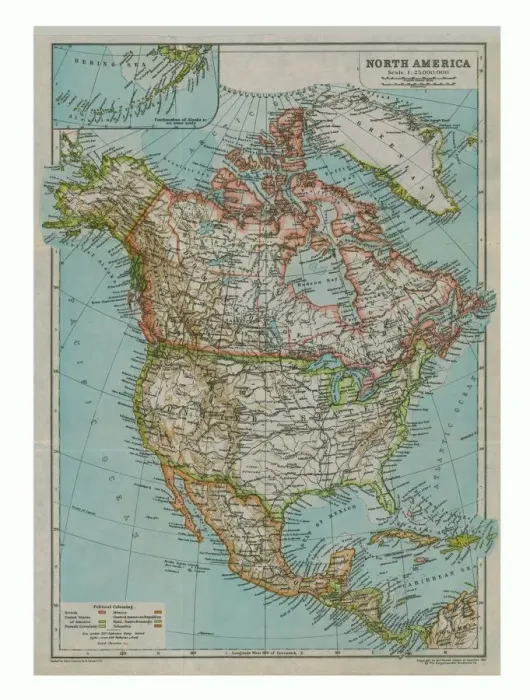 Framed Print : Map of North America, c1910. Artist: Gull Engraving Company Framed Print : Map of North America, c1910. Artist: Gull Engraving Company