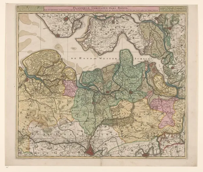 Framed Print : Map of North Flanders, c.1695. Creator: Nicolaes Visscher Framed Print : Map of North Flanders, c.1695. Creator: Nicolaes Visscher