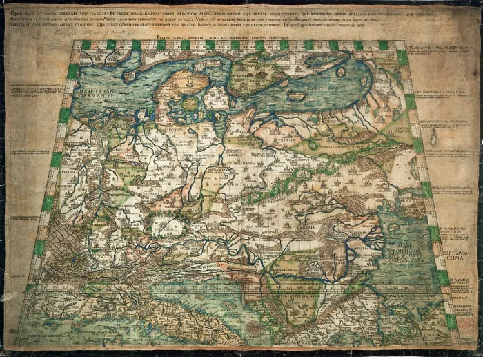 Framed Print : Map of northern and central Europe, 1491. Creator: Nicolas of Cusa Framed Print : Map of northern and central Europe, 1491. Creator: Nicolas of Cusa