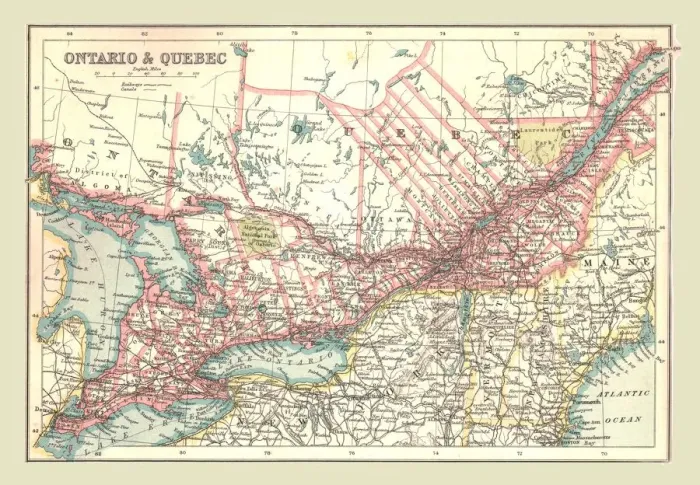 Framed Print : Map of Ontario and Quebec, 1902. Creator: Unknown