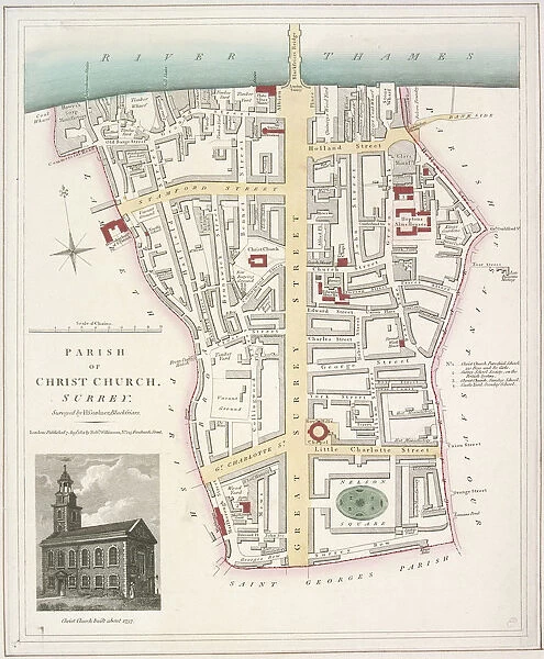 Map of the Parish of Christ Church in Southwark, London, 1821