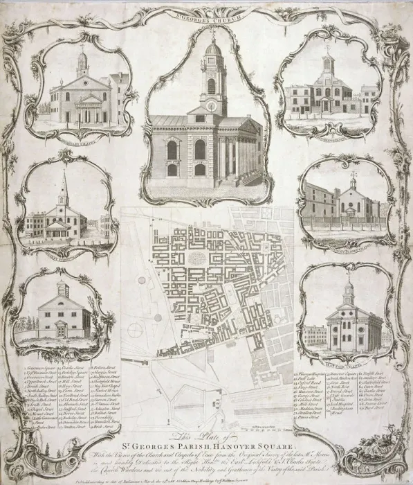 Framed Print : Map of the parish of St George Hanover Square in the City of Westminster, London, 1761 Framed Print : Map of the parish of St George Hanover Square in the City of Westminster, London, 1761