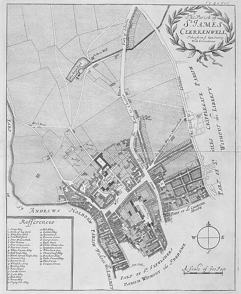 Map of the parish of St James Clerkenwell, London, 1720