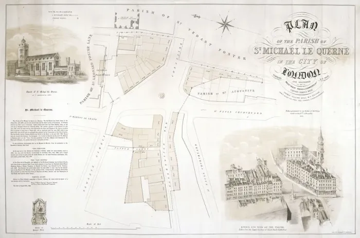 Framed Print : Map of the parish of St Michael le Quorne, London, 1853. Artist: King Framed Print : Map of the parish of St Michael le Quorne, London, 1853. Artist: King