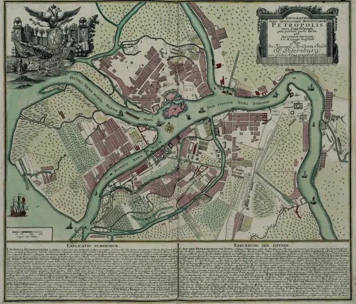 Framed Print : Map of Petersburg, 1744. Artist: Seutter, Matthaeus (1678-1757) Framed Print : Map of Petersburg, 1744. Artist: Seutter, Matthaeus (1678-1757)