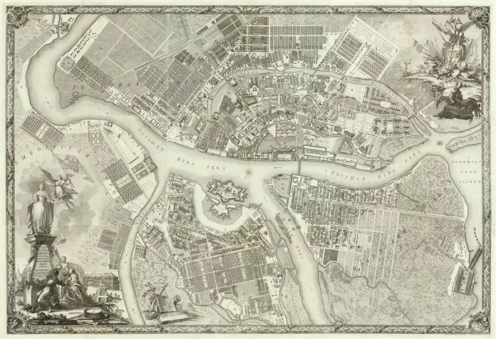 Framed Print : Map of Petersburg (Book to the 50th anniversary of the founding of St. Petersburg), 1753. Artist: Russian Master Framed Print : Map of Petersburg (Book to the 50th anniversary of the founding of St. Petersburg), 1753. Artist: Russian Master
