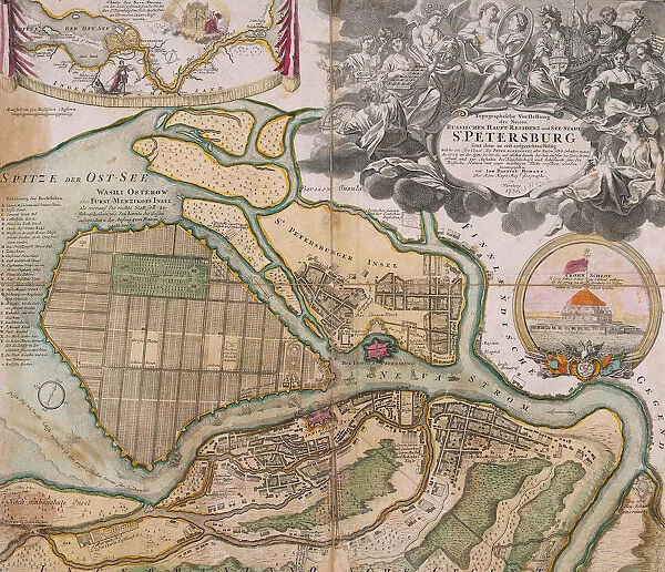 Map of Petersburg (Saint Petersburg master plan), ca. 1718-1719. Artist: Homann, Johann Baptist (1663-1724)