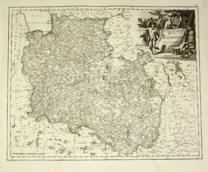 Framed Print : Map of Pskov Governorate, 1792