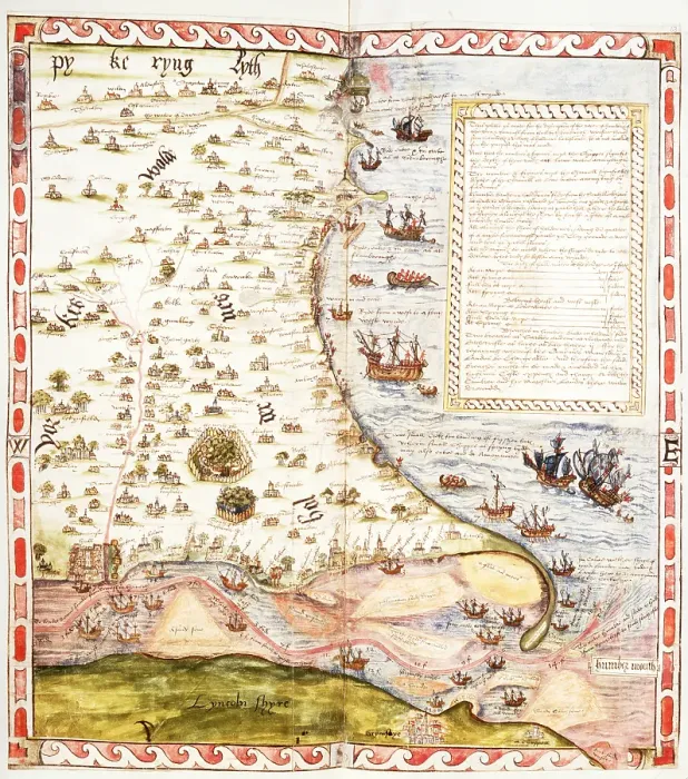Framed Print : Map of the River Humber and land between Hull and Scarborough, 1579. Creator: Christopher Saxton Framed Print : Map of the River Humber and land between Hull and Scarborough, 1579. Creator: Christopher Saxton