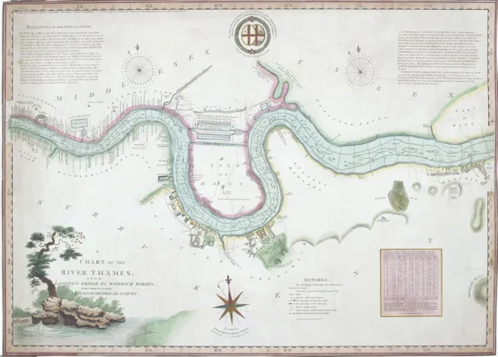 Framed Print : Map of the River Thames from London Bridge to Woolwich, 1802 Framed Print : Map of the River Thames from London Bridge to Woolwich, 1802