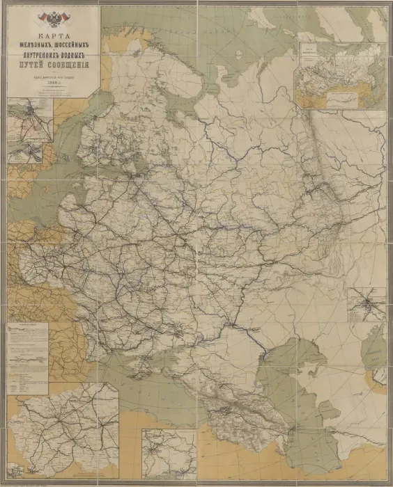 Framed Print : Map of Roads, Railroads and Inland Waterways of the Russian Empire, 1893, 1893. Artist: Anonymous master Framed Print : Map of Roads, Railroads and Inland Waterways of the Russian Empire, 1893, 1893. Artist: Anonymous master