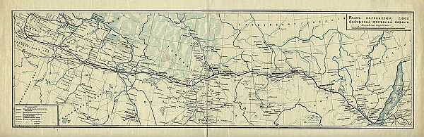 Map of the Route of the Siberian Railway Line, 1891-1916.. Creator: Unknown