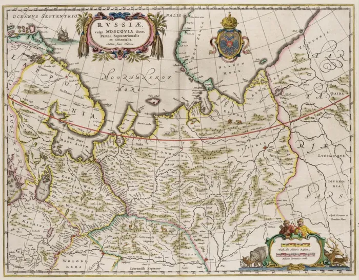 Framed Print : Map of Russia (From: Partes Septentrionalis et Orientalis), 1630s. Artist: Massa, Isaac Abrahamsz. (1586-1643) Framed Print : Map of Russia (From: Partes Septentrionalis et Orientalis), 1630s. Artist: Massa, Isaac Abrahamsz. (1586-1643)