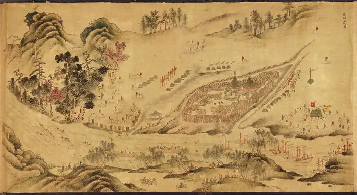 Framed Print : Map with a Russian camp in Eastern Siberia, 1689-1722. Artist: Chinese Master Framed Print : Map with a Russian camp in Eastern Siberia, 1689-1722. Artist: Chinese Master