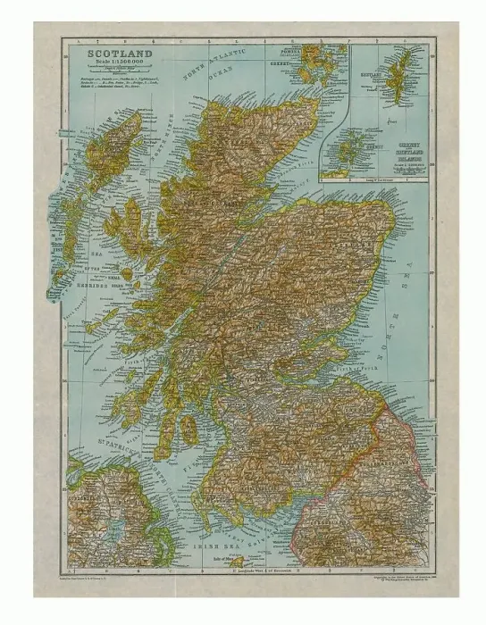 Framed Print : Map of Scotland, c1910. Artist: Gull Engraving Company Framed Print : Map of Scotland, c1910. Artist: Gull Engraving Company