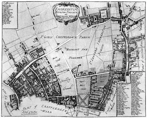 Map of Shoreditch, Norton Folgate and Cripplegate, (1907)