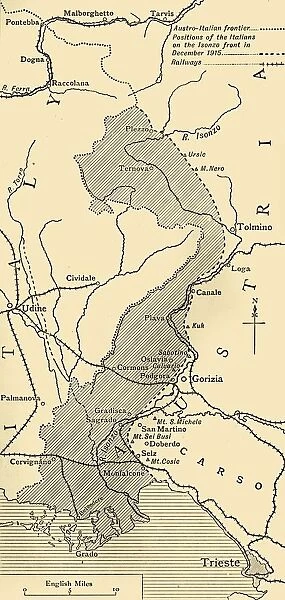 Map showing the Area over which the Italians advanced into Austrian Territory... 1915, (c1920)