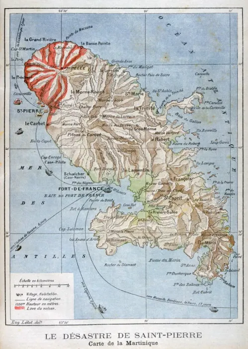 Framed Print : Map showing the eruption of Mount Pelee, Martinique, 1902 Framed Print : Map showing the eruption of Mount Pelee, Martinique, 1902