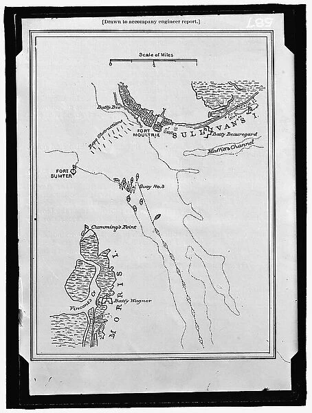 Map showing Fort Sumter and Fort Moultrie, between 1909 and 1914. Creator: Harris & Ewing. Map showing Fort Sumter and Fort Moultrie, between 1909 and 1914. Creator: Harris & Ewing