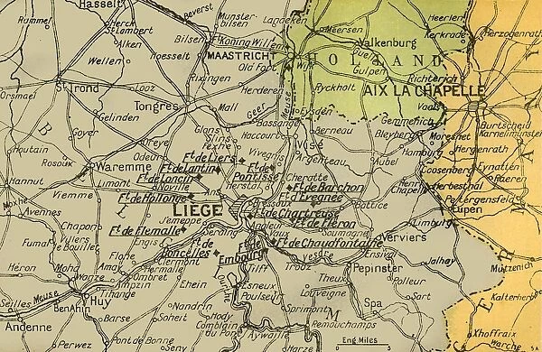 Map Showing the Forts of Liege, 1919. Creator: London Geographical Institute