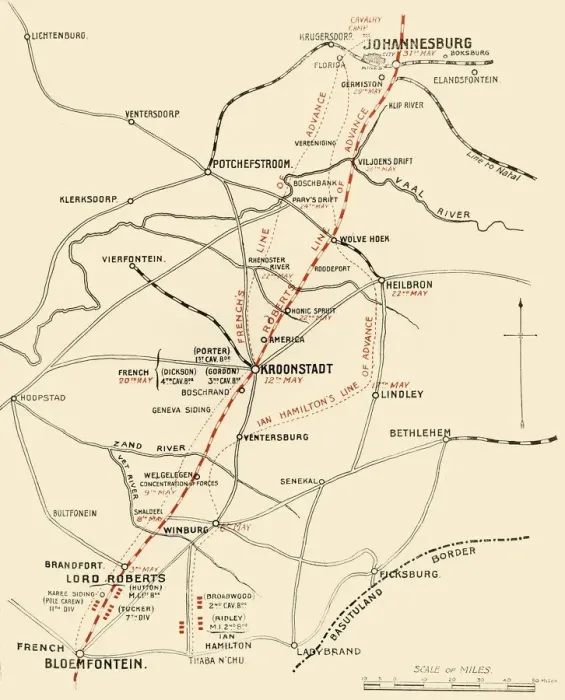 Framed Print : Map Showing the Lines of Advance from Bloemfontein to Pretoria, 1901. Creator: Unknown Framed Print : Map Showing the Lines of Advance from Bloemfontein to Pretoria, 1901. Creator: Unknown