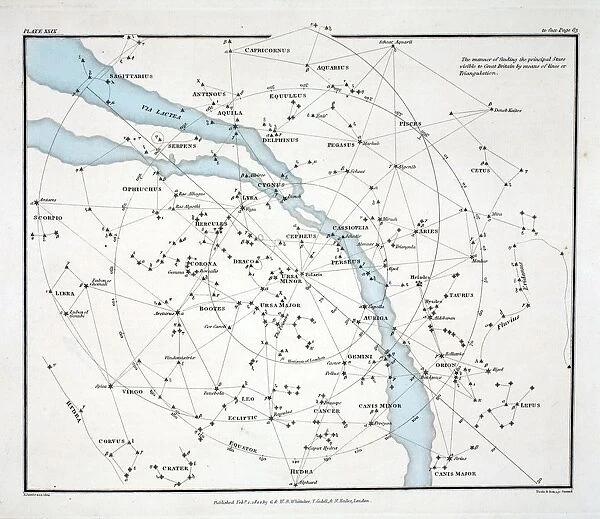 Map showing the principal stars which are visible in Great Britain (Plate (XXIX), 1822
