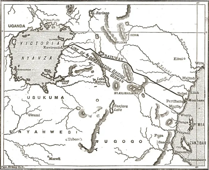 Framed Print : Map showing the Proposed Route of the British East African Company's Railway, 1890. Creator: Unknown Framed Print : Map showing the Proposed Route of the British East African Company's Railway, 1890. Creator: Unknown