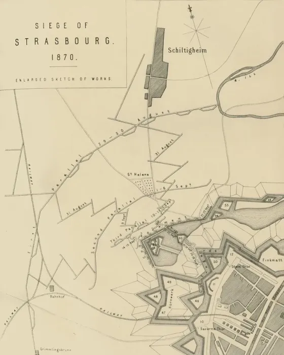 Framed Print : Map of the Siege of Strasbourg, 1870, (c1872). Creator: R. Walker Framed Print : Map of the Siege of Strasbourg, 1870, (c1872). Creator: R. Walker