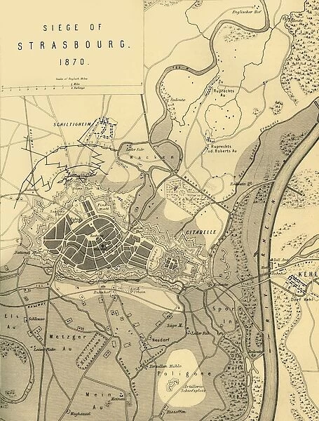 Map of the Siege of Strasbourg, 1870, (c1872). Creator: R. Walker