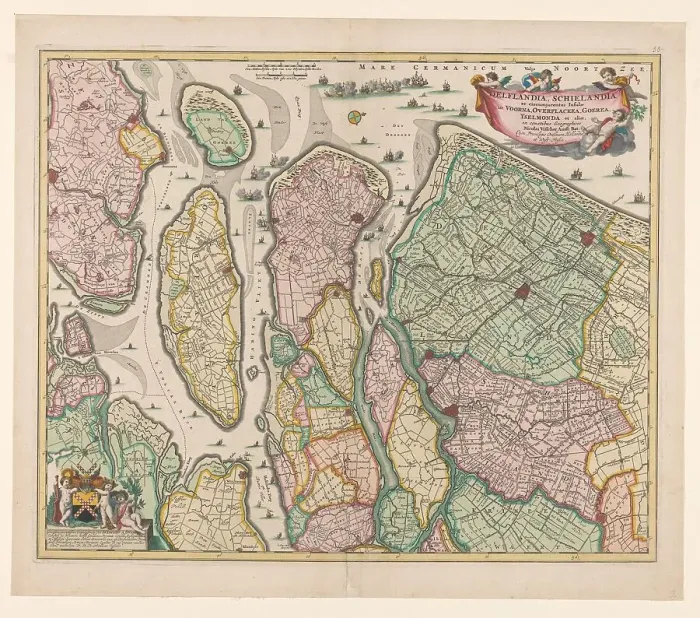 Framed Print : Map of South Holland, c.1675. Creator: Nicolaes Visscher Framed Print : Map of South Holland, c.1675. Creator: Nicolaes Visscher