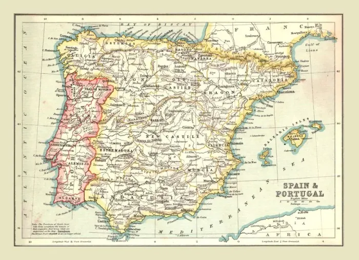 Framed Print : Map of Spain and Portugal, 1902. Creator: Unknown Framed Print : Map of Spain and Portugal, 1902. Creator: Unknown