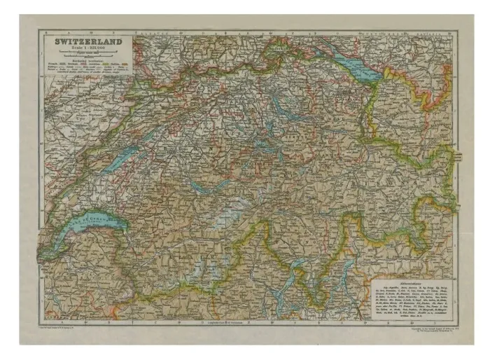 Framed Print : Map of Switzerland Framed Print : Map of Switzerland