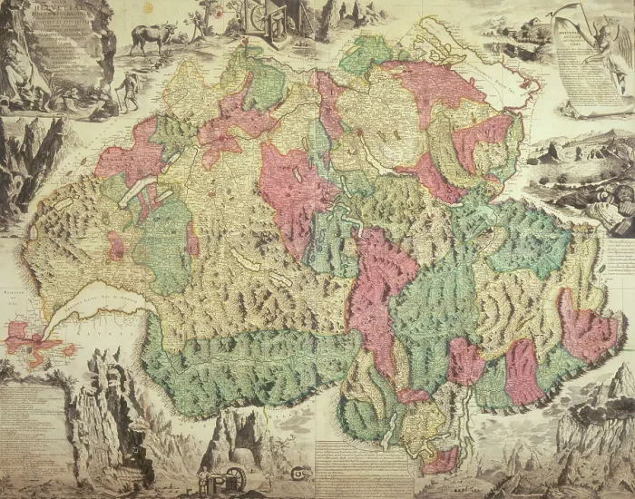 Framed Print : Map of Switzerland, 1740. Creator: Johann Jakob Scheuchzer Framed Print : Map of Switzerland, 1740. Creator: Johann Jakob Scheuchzer
