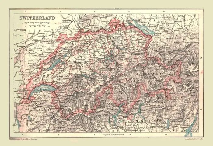 Framed Print : Map of Switzerland, 1902. Creator: Unknown Framed Print : Map of Switzerland, 1902. Creator: Unknown
