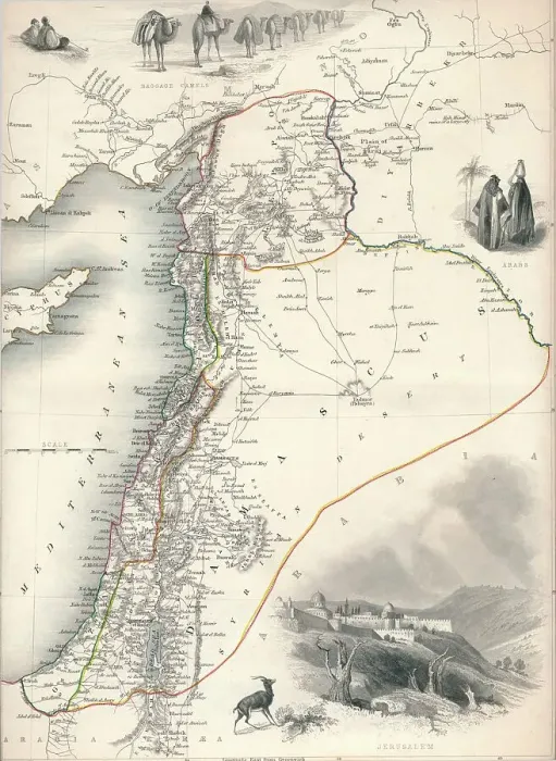 Framed Print : Map of Syria, 1851. Artist: John Tallis Framed Print : Map of Syria, 1851. Artist: John Tallis