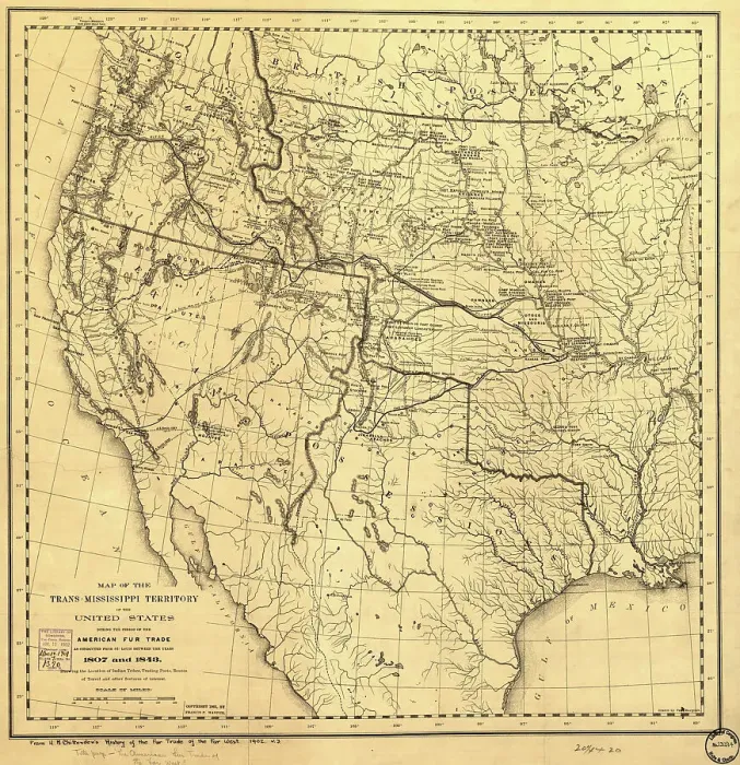 Framed Print : Map of the Trans-Mississippi of the United States during the period of the American fur... 1902. Creator: Hiram Martin Chittenden Framed Print : Map of the Trans-Mississippi of the United States during the period of the American fur... 1902. Creator: Hiram Martin Chittenden