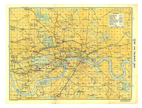 Map of Tube and Tramway, c1922. Artist: HM Stationery Office