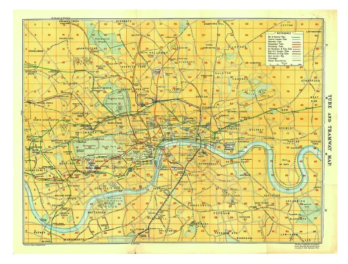Framed Print : Map of Tube and Tramway, c1922. Artist: HM Stationery Office Framed Print : Map of Tube and Tramway, c1922. Artist: HM Stationery Office