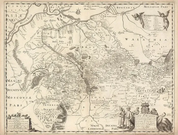 Framed Print : Map of Ukraine, 1660. Creator: Le Vasseur de Beauplan, Guillaume (ca 1600-1673) Framed Print : Map of Ukraine, 1660. Creator: Le Vasseur de Beauplan, Guillaume (ca 1600-1673)