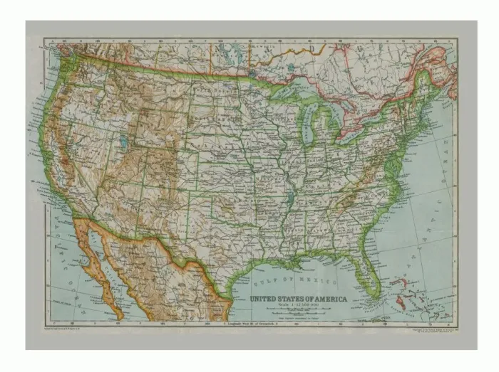 Framed Print : Map of The United States of America, c1910. Artist: Gull Engraving Company Framed Print : Map of The United States of America, c1910. Artist: Gull Engraving Company