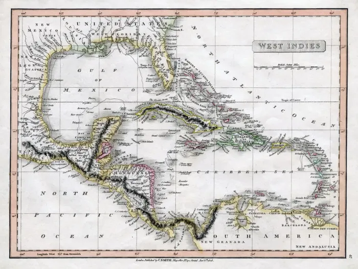 Framed Print : A map of the West Indies, 1808. Artist: C Smith Framed Print : A map of the West Indies, 1808. Artist: C Smith