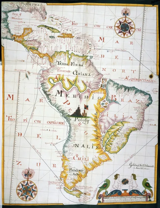 Framed Print : Map of the West Indies and South America, 1683. Creator: William Hack Framed Print : Map of the West Indies and South America, 1683. Creator: William Hack