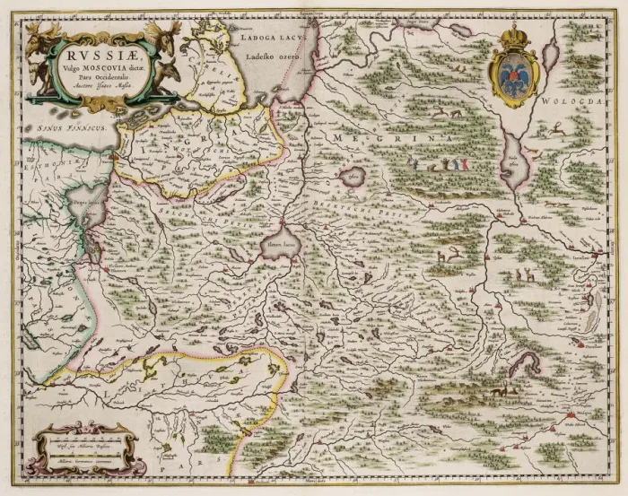 Framed Print : Map of Western Russia (From: Partes Septentrionalis et Orientalis), 1664. Artist: Massa, Isaac Abrahamsz. (1586-1643) Framed Print : Map of Western Russia (From: Partes Septentrionalis et Orientalis), 1664. Artist: Massa, Isaac Abrahamsz. (1586-1643)