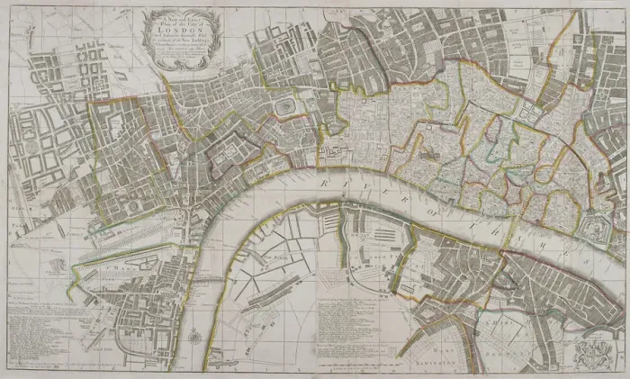 Framed Print : Map of Westminster, the City of London, Southwark and surrounding areas, 1739. Artist Framed Print : Map of Westminster, the City of London, Southwark and surrounding areas, 1739. Artist