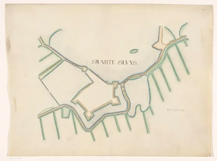 Framed Print : Map of Zwartsluis Fortification, c.1650-c.1799. Creator: Anon Framed Print : Map of Zwartsluis Fortification, c.1650-c.1799. Creator: Anon