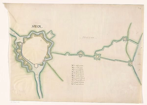Map of Zwolle fortress, c.1650-c.1799. Creator: Anon