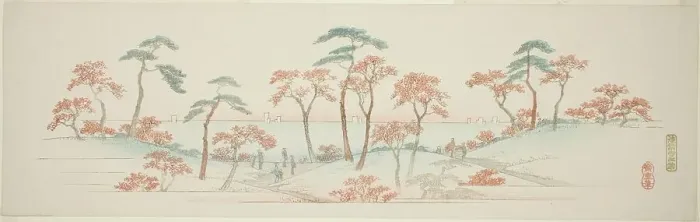 Framed Print : Maples at Kaianji Temple (Kaianji koyo), from an untitled series of famous views of the...c1839 / 40. Creator: Ando Hiroshige