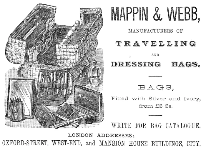 Framed Print : Mappin & Webb - Manufacturers of Travelling and Dressing Bags, 1883. Creator: Unknown Framed Print : Mappin & Webb - Manufacturers of Travelling and Dressing Bags, 1883. Creator: Unknown
