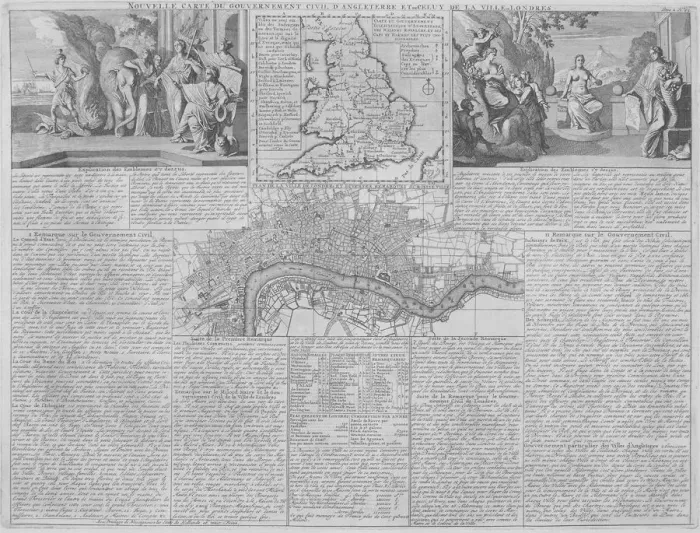 Framed Print : Maps of England, Wales and London, 1718