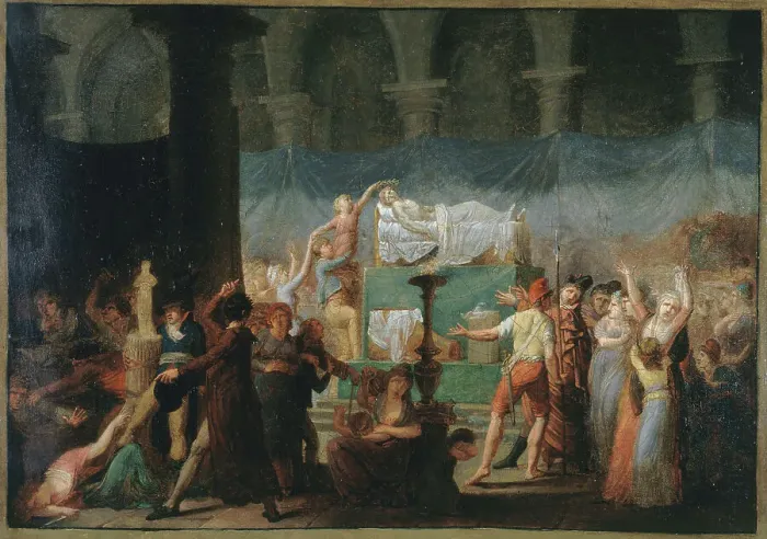 Framed Print : Marat's funeral, at Cordeliers church, July 15 and 16, 1793. Creator: Fougeat Framed Print : Marat's funeral, at Cordeliers church, July 15 and 16, 1793. Creator: Fougeat